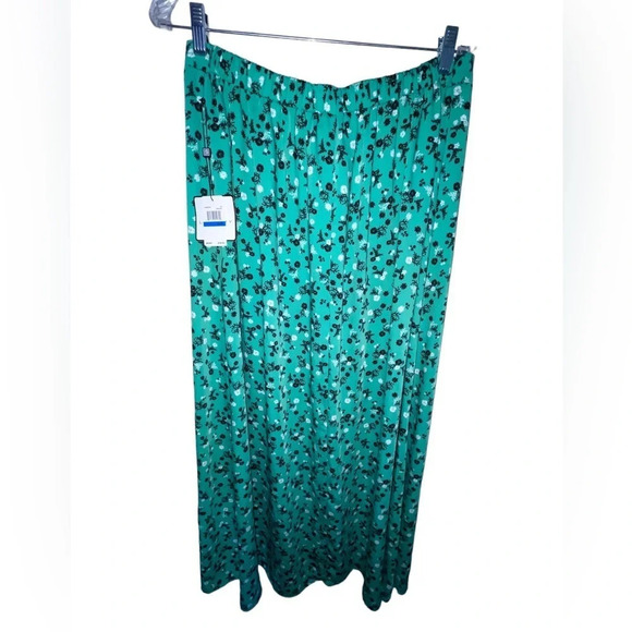 Laundry by Shelli Segal Green Floral Maxi Skirt Front 1/2 Button Up NWT Size XL - Picture 2 of 10